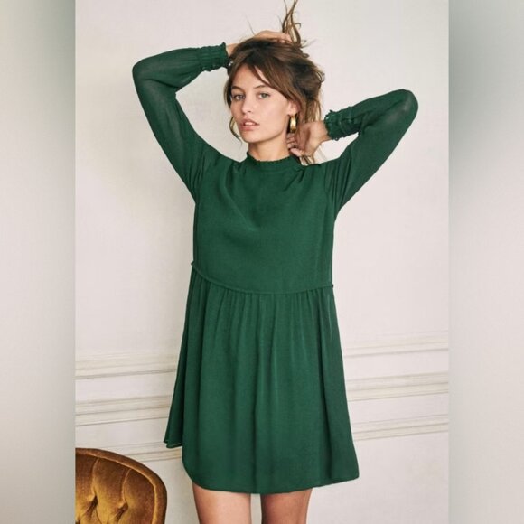 ✨ US2 Sézane Odile Green Mini Silk Dress - Worn Once (EU 34) - Picture 15 of 15